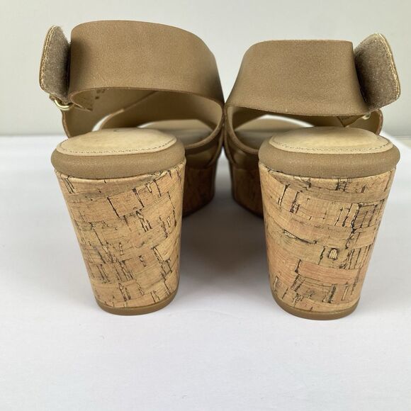 CL By Laundry Dream Girl Nubuck Cork Wedge Sandals Sz 7 Nude NEW - Picture 5 of 7